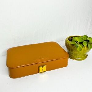 VINTAGE Mid-Century Tan Leather Jewelry Box | European Travel Case